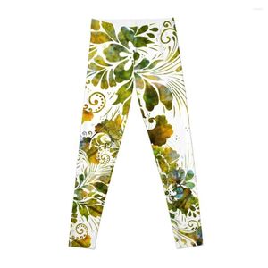 Active Pants Floral Aquarelle Abstract - Green Forest Leggings Fitness Clothing Harem For Physical Workout Shorts