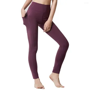 Pantalon actif Leggings taille haute pour Fitness Yoga avec poche maille Polyester Stretch collants de gymnastique entraînement Femme course XL