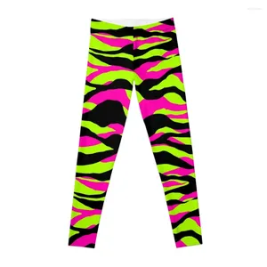 Pantalon actif néon Rave zèbre imprimé Animal sauvage en rose vert vif et noir Leggings femmes vêtements de sport Legging de gymnastique femmes