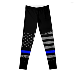 Pantalones activos Thin Blue Line Leggings con bandera americana Push Up Legging Ropa de yoga Gimnasio