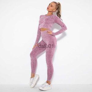 Pantalon actif tenues de yoga pantalons de yoga chauds Leggings sans couture à manches longues haut court vêtements d'entraînement fille vêtements de fitness femme survêtement athlétique vêtements de plein air sport S