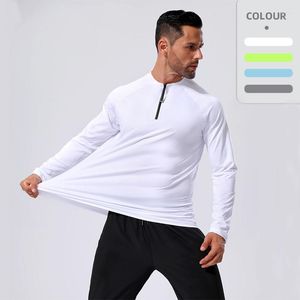 Camisas activas Top deportivo de secado rápido Primavera Media cremallera Cuello alto Color sólido Entrenamiento al aire libre Correr Uniforme de equipo fino y transpirable