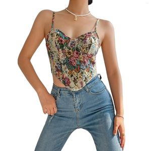 Camisas activas Mujer Vintage Floral Camisola Flor Bordada Push Up Body Sculpting Sweat Vest