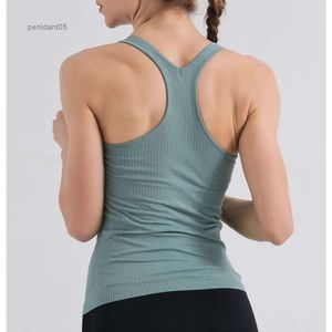 Sous-vêtements actifs LU-44 sans manches Ebb To Street Débardeurs Yoga Femmes Gilet avec soutien-gorge rembourré Entraînement Fitness Sport athlétique T-shirt