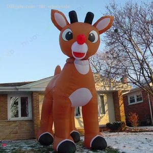 actividades 6m 8m Reno inflable de Navidad gigante de nariz roja Modelo de animal Rudolph inflable para decoraciones de vacaciones de Navidad