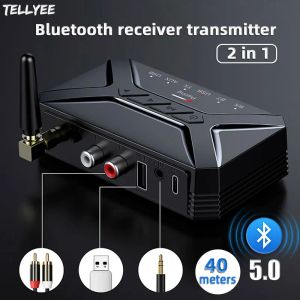 Adaptateur 40m Bluetooth Audio Transmetteur Receiver HD Low Lost Wireless Bluetooth5.0 Adaptateur 3.5 mm Aux Jack RCA USB pour le casque PC TV