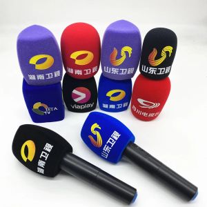 Adaptateur flocage Microphone éponge couvertures d'impression personnalisé micro pare-brise pare-brise en mousse pour les stations de télévision interview des journalistes