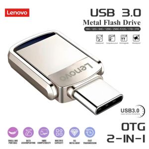 Adaptateur Lenovo 2TB Metal USB3.0 Drives flash Typec Pendrive Pendrive 1TB 64GB Double interface Mémoria USB Disque flash Typec Adaptateur