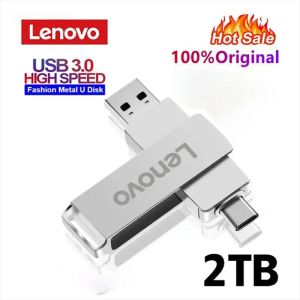 Adaptateur Lenovo 2TB USB Flash Drive 2 in 1 Lightning Pen Disk 1 To U pour iPhone Android OTG Pendrive USB Memory Stick pour l'ordinateur portable PS4