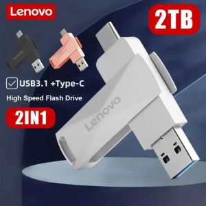 Adaptateur Lenovo USB3.0 Drive flash 2TB 1TB 128GB PATER Metal Memory Memory Stick Imperproof Mobile Storage USB Pendrive Gift Custom Logo