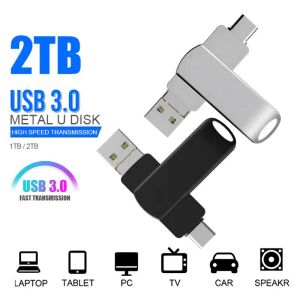 Adaptateur Metal USB Flash Drive 3 in 1 2tb Pendrive USB 3.0 Type C micro USB Stick OTG Pen Disk 1TB U Disk Livraison gratuite pour Android