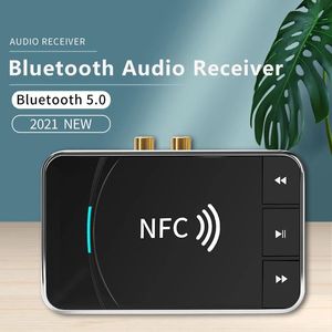 Adaptadores Tebe Nfc Blootooth 5.0 Receptor 3,5 mm Aux Rca Jack Hifi Estéreo Adaptador de audio inalámbrico Soporte de reproducción USB para altavoz de coche DVD