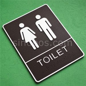 Panneau adhésif en plastique pour salle de bains, avec 8 portes de toilettes en relief en Braille, grande signalisation, panneaux muraux pour toilettes, salle de WC, plat294k