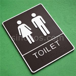 Panneau adhésif en plastique pour salle de bains, avec 8 portes de toilettes en relief en Braille, grande signalisation, panneaux muraux pour toilettes, salle de WC, plat247S