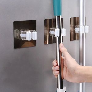 Adhesive MultiPurpose Hooks Wall Mounted Mop Organizer Holder RackBrush Broom Hanger Hook Kitchen Bathroom Strong Hooks 220527