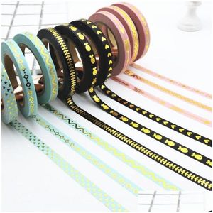 Adhésifs autocollants en gros 3PCS / Set Foil Washi Tape Quality Stationry Scrapbooking P o Album Tools Kawaii Scrapbook Pap Dhdlm