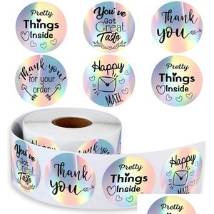 Adhesive Stickers Wholesale 500Pcs 3.8Cm Round Adhesive Stickers Labels Teacher Thank You Sticker Baking For Wedding Pretty Gift Cards Dht7W