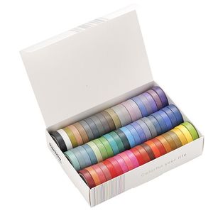 Adhesive Tapes 60 PcsSet Basic Solid Color Washi Tape Rainbow Masking Tape Diary Scrapbook Decorative Adhesive Tape Sticker Gift Stationery 230504