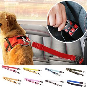 Réglable Pet Chien Sécurité Ceinture De Sécurité En Nylon Animaux Chiot Siège Laisse Laisse Chien Harnais Véhicule Ceinture De Sécurité Pet Fournitures Voyage Clip 17 couleurs