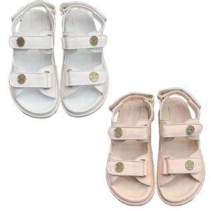Chaussures de glissière réglables Élégantes Femmes Sandales Summer Désinuur Flats pour femmes Designer Slides Sandalen White Designer Flats abricot