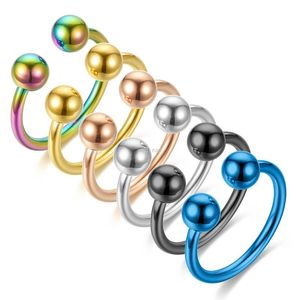 Anello a doppia sfera in acciaio inossidabile regolabile anelli di punta in oro d'oro per donne Giochi di gioielleria e blu sabbioso