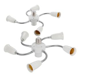Réglable blanc E27 Base lumière douille séparateur col de cygne LED ampoules support convertisseur avec tuyau d'extension 3 4 5 voies adaptateur