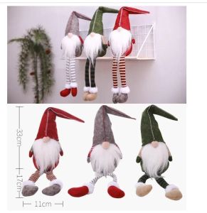 Adorables poupées suédoises Gnome sans visage Nomes Hang Leg Décorations de Noël Poupée en peluche pour cadeaux de fête FY4293