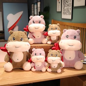 Adorable muñeco de hipopótamo de peluche, juguete suave con relleno de animales, muñecos de hipopótamos de dibujos animados Kawaii, almohada rellena, regalo de cumpleaños para novia y niños