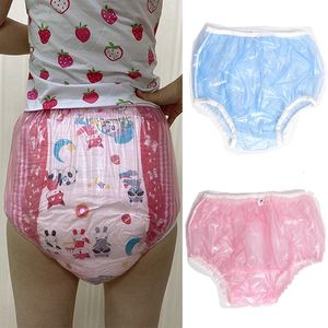 Pañales para adultos Pañales 2PCS abdl pañales para bebés adultos bragas reutilizables de pvc rosa y azul Pañal dodot para bebés bragas ddlg pañales poco espaciales bragas 5 XL 231020