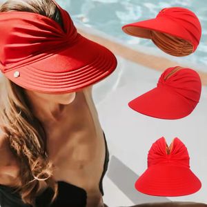 Sombrero hueco elástico para adultos para mujer, sombreros con visera para el sol, sombrero vacío antiultravioleta para mujer, protección UV, gorros de playa al aire libre de verano al por mayor