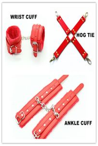 Juegos para adultos Uso Sexo Mujer Mano Muñeca Brazalete Pierna Pie Brazalete Bondage Combinaciones Rojo Rosa8677751