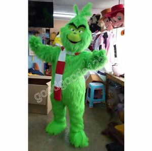 Adulto Grinch Disfraces de mascota verde Navidad Halloween Vestido de fiesta de lujo Personaje de dibujos animados Carnaval Publicidad de Navidad Traje de fiesta de cumpleaños