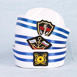 Adultos niños marineros fiesta Cosplay sombreros militares blanco marino capitán gorra con ancla mar canotaje náutico niños ala ancha