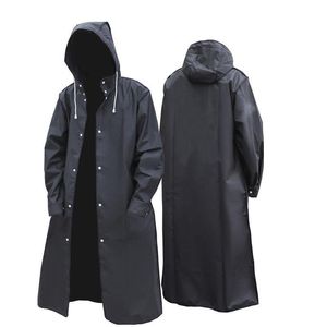 Abrigo largo impermeable para adultos para mujeres y hombres, ropa Impermeable para hombres, Poncho grueso de lluvia con capucha negra EVA para hombres