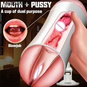Masseur adulte double canal mâle tasse de masturbation automatique vraie chatte sucer Machine de pipe prononcée avec support vibrateur Sex Toys 18