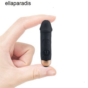 Masajeador para adultos Mini vibrador consolador realista forma de bala pene Vibrat 10 vibración pene masturbador clítoris penes para niñas