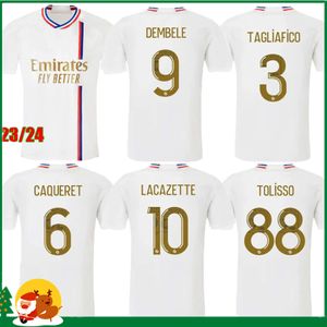 23 24 Lyon White Sports Soccer Jersey 2023 2024 Toko Ekambi Lacazette Kadewere Aouar Home Away 3rd Men Football Shirt