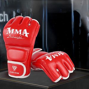 Adulte Sanda formation équipement de protection Muay Thai Combat sac de boxe hommes et femmes demi doigt gants de boxe