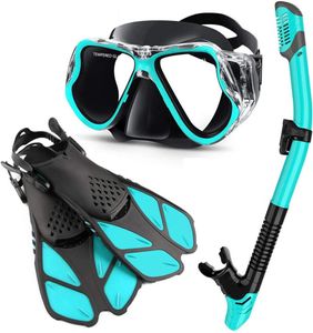 Snorkel para adultos, tubo de respiración completamente seco, Snorkels, aleta de ocio, gafas de buceo de silicona, traje de tres piezas