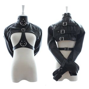Jouets pour adultes BDSM PU cuir camisole de force retenue femme bondage sein manches exposées flirt femmes fétiche sex toy pour femmes 231214