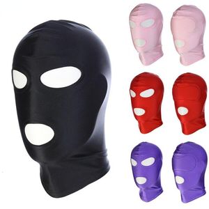 Jouets pour adultes Masque Spandex Lycra Hood BDSM SM Jeu de rôle Érotique Latex Cuir Fétiche Bouche Ouverte Adultos Porn Sex Toy 230411