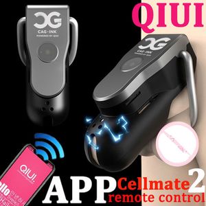 Jouets pour adultes QIUI amélioré Cellmate 2 pénis Cage APP télécommande choc électrique Cock Cage ceinture de chasteté QIUI Cock Lock Sex Toy pour hommes Gay 230519