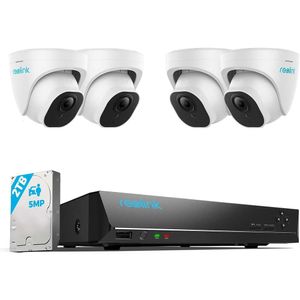 Sistema avanzado de cámaras de seguridad para el hogar de 5 mp de 8ch con 4 cámaras IP de POE con cable para vigilancia al aire libre, detección de personas y vehículos, 4K NVR con HDD de 2TB para grabación 24/7