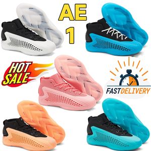 AE 1 AE1 Zapatillas de baloncesto para hombre Zapatillas Anthony Edwards Fusion New Wave Stormtrooper con amor Black Coral Signature 2024 Tenis al aire libre