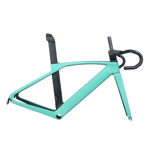 Aero Road Racing Bike Frame TT-X35 Freno de llanta Cables internos completos Pintura azul Diseño negro Neumático máximo 700X32C