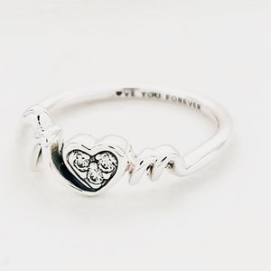 Bijoux esthétiques Pandora maman pavé coeur anneaux pour femmes hommes Couple bague cadeaux d'anniversaire 191149C01 Annajewel