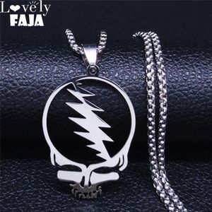 AFAWA Grateful Dead Skull collar de cadena de acero inoxidable para hombres y mujeres collar de Color plata joyería cadenas mujer N4206S03245I