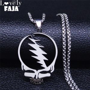 AFAWA Grateful Dead Skull collar de cadena de acero inoxidable para hombres y mujeres collar de Color plata joyería cadenas mujer N4206S03229V