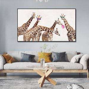 Póster de jirafa con gafas abstractas coloridas de animales africanos cuadro sobre lienzo para pared cuadro para decoración de pared de salón