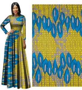 Africain Polyester Wax imprime Tissu africain tissu ankara motif bleu jaune tissu polyester doux de haute qualité 3 yards out afr4891201
